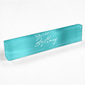 Turquoise Blau Ombre Folie Moderne Borstel Schrift Naambordje