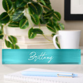 Turquoise Blau Ombre Folie Moderne Borstel Schrift Naambordje