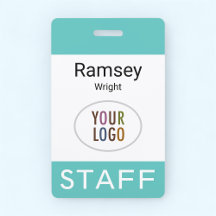 Turquoise Blau Personeelsbadge met Haspel of Koord