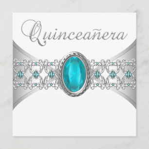 Turquoise Blau Zilver Quinceanera Uitnodigingen