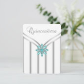 Turquoise Blau Zilver Quinceanera Uitnodigingen (Staand voorkant)