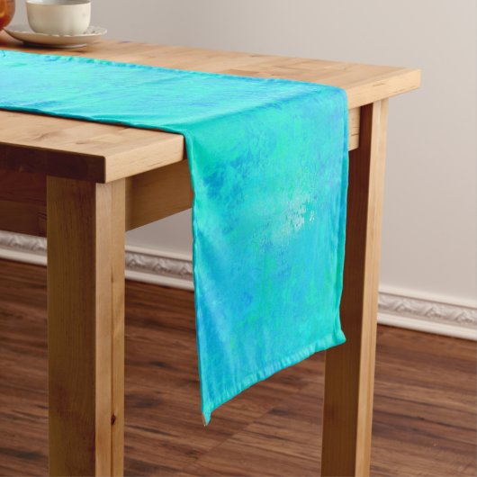 turquoise blauw Abstract patroon Korte Tafelloper (Voorbeeld)