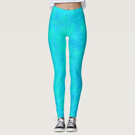 turquoise blauw Abstract patroon Leggings (Voorkant)