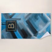 Turquoise Blauw Abstracte Kunst Schilderen & Typog Strandlaken (Voorkant)