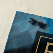 Turquoise Blauw Abstracte Kunst Schilderen & Typog Strandlaken (In situ)