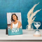 Turquoise blauw Afstuderen foto vet typografie Fotoplaat (Zijkant)