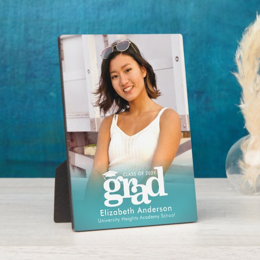 Turquoise blauw Afstuderen foto vet typografie Fotoplaat