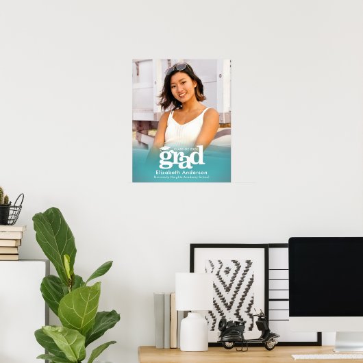 Turquoise blauw Afstuderen foto vet typografie Poster (Thuiskantoor)