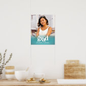 Turquoise blauw Afstuderen foto vet typografie Poster (Keuken)