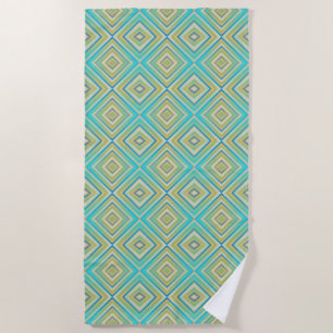 Turquoise Blauw Alternatief Diamant Patroon Strandlaken