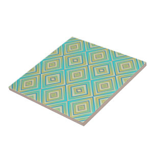 Turquoise Blauw Alternatief Diamant Patroon Tegeltje