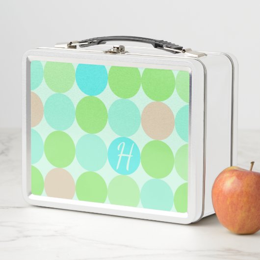 Turquoise blauw, appelgroen & licht koraal cirkels (In situ)