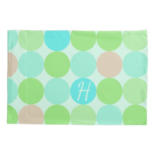 Turquoise blauw, appelgroen & licht koraal cirkels kussensloop (Achterkant)