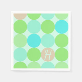 Turquoise blauw, appelgroen & licht koraal cirkels servetten