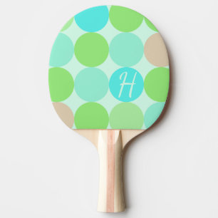 Turquoise blauw, appelgroen & licht koraal cirkels tafeltennisbatje