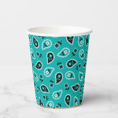 Turquoise Blauw Bandana Rodeo Wild West Papieren Bekers (Achterkant)