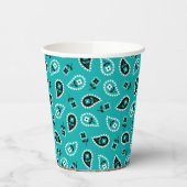 Turquoise Blauw Bandana Rodeo Wild West Papieren Bekers (Links)