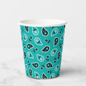 Turquoise Blauw Bandana Rodeo Wild West Papieren Bekers (Voorkant)