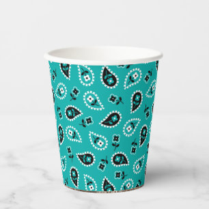 Turquoise Blauw Bandana Rodeo Wild West Papieren Bekers