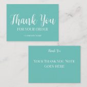 Turquoise blauw bedankje notitiekaartje (Voorkant / Achterkant)