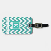 Turquoise Blauw Blauwgroen Groen Wit Chevron Patro Bagagelabel (Voorkant horizontaal)