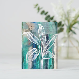 Turquoise Blauw & Blauwgroen Moderne Botanische Wa Briefkaart