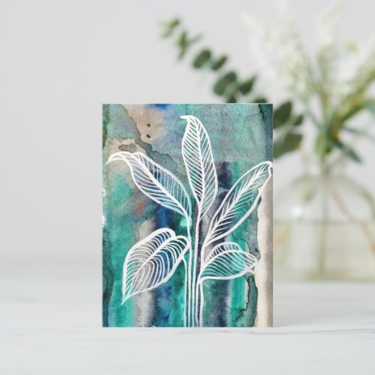 Turquoise Blauw & Blauwgroen Moderne Botanische Wa Briefkaart (Staand voorkant)