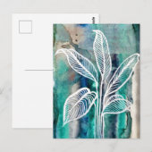 Turquoise Blauw & Blauwgroen Moderne Botanische Wa Briefkaart (Voorkant / Achterkant)