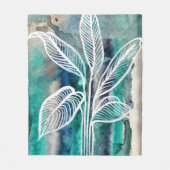 Turquoise Blauw & Blauwgroen Moderne Botanische Wa Fleece Deken (Voorkant)