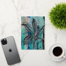 Turquoise Blauw & Blauwgroen Moderne Botanische Wa