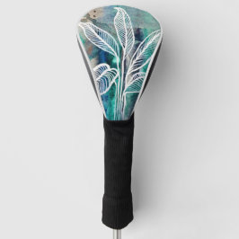 Turquoise Blauw & Blauwgroen Moderne Botanische Wa Golfheadcover