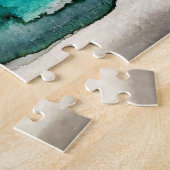 Turquoise Blauw & Blauwgroen Moderne Botanische Wa Legpuzzel (Zijkant)