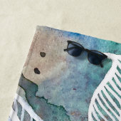 Turquoise Blauw & Blauwgroen Moderne Botanische Wa Strandlaken (In situ)