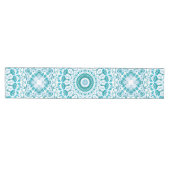 Turquoise Blauw Bloemmotief Mandala Medium Tafelloper (Horizontaal)