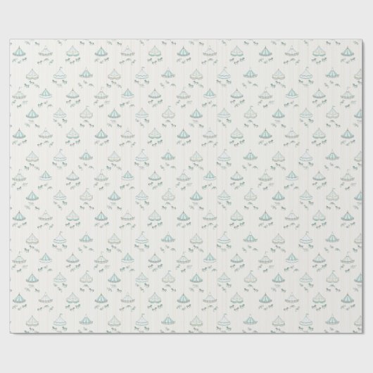 Turquoise Blauw  Carrousel Gift Cadeaupapier (Vlak)