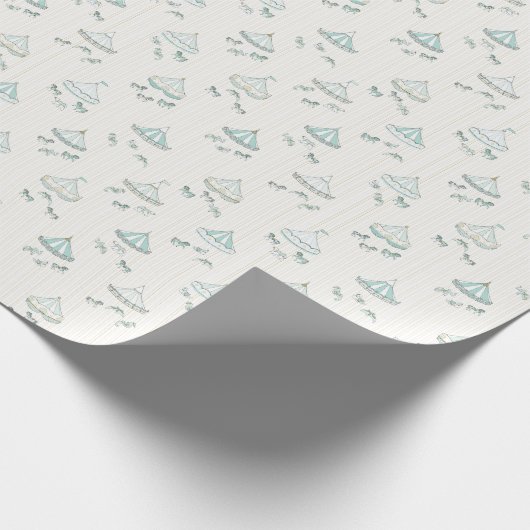 Turquoise Blauw  Carrousel Gift Cadeaupapier (Hoek)