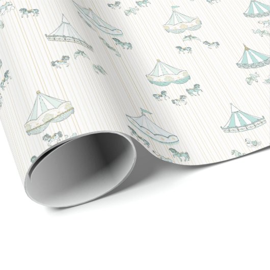 Turquoise Blauw  Carrousel Gift Cadeaupapier (Rol Hoek)