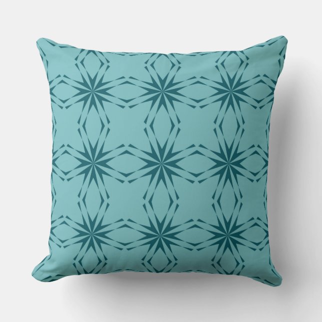 Turquoise blauw, cool, trendy flower abstractie kussen (Voorkant)