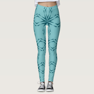 Turquoise blauw, cool, trendy flower abstractie leggings
