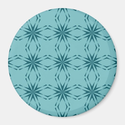 Turquoise blauw, cool, trendy flower abstractie magneet (Voorkant)