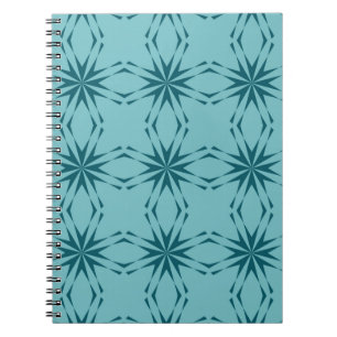 Turquoise blauw, cool, trendy flower abstractie notitieboek