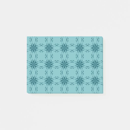 Turquoise blauw, cool, trendy flower abstractie post-it® notes (Voorkant)