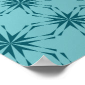 Turquoise blauw, cool, trendy flower abstractie poster (Hoek)