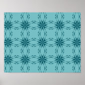 Turquoise blauw, cool, trendy flower abstractie poster (Voorkant)