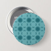 Turquoise blauw, cool, trendy flower abstractie ronde button 7,6 cm (Voorkant /achterkant)