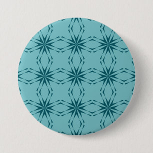 Turquoise blauw, cool, trendy flower abstractie ronde button 7,6 cm