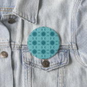 Turquoise blauw, cool, trendy flower abstractie ronde button 7,6 cm (In situ)