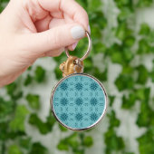 Turquoise blauw, cool, trendy flower abstractie sleutelhanger (Hand)