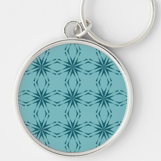 Turquoise blauw, cool, trendy flower abstractie sleutelhanger (Voorkant)