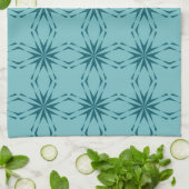 Turquoise blauw, cool, trendy flower abstractie theedoek (Gevouwen)
